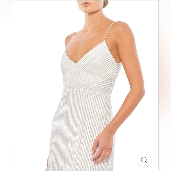 Mac Duggal Dresses & Skirts - NWT Mac‎ Duggal, Sequin Spaghetti Strap Gown, Pearl, Size 8 -$498